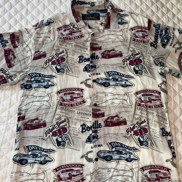 Newport Blue Y2K XL Race Car Hot Rod Shirt Daytona Indy Bonneville‎ Track Print - Picture 1 of 5